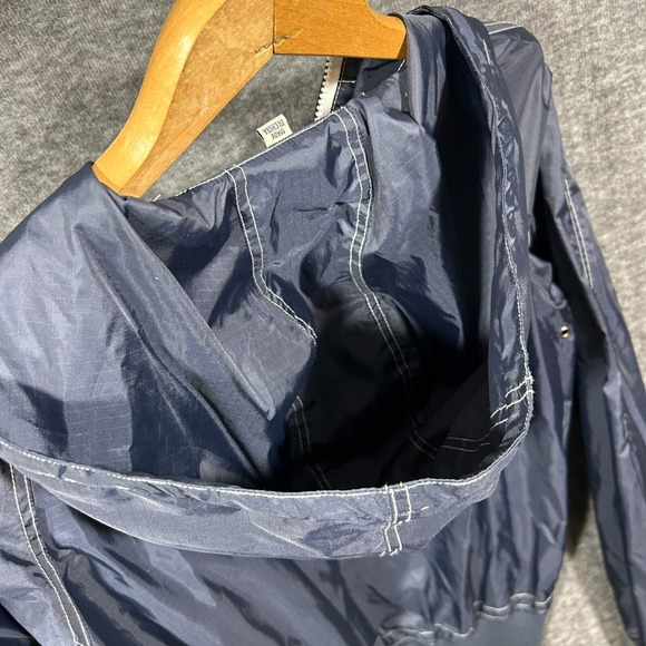 Schott Bros Large Windbreaker Rain Jacket Bomber Style Hooded Navy Blue VTG 90s - Picture 9 of 13